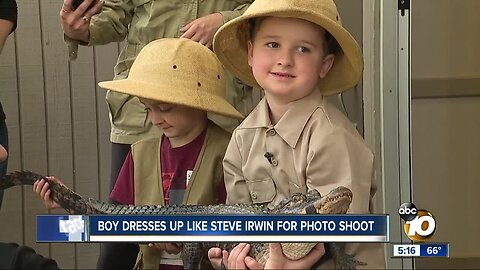 Boy dresses up like Steve Irwin for phot shoot