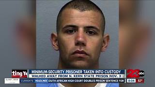 Inmate who walked away from North Kern State Prison returned