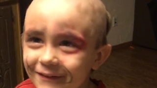 A Little Boy Shaves Off His Head And Wears His Mom's Makeup