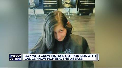 Boy who grew his hair out for kids with cancer now fighting the disease