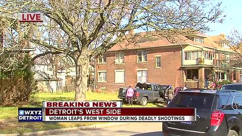 Woman leaps from window during Detroit shooting that left 2 dead