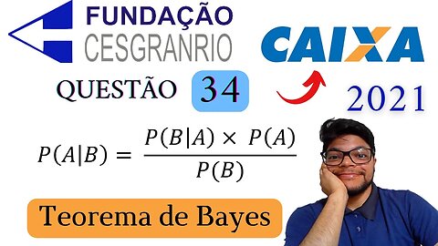 Questão 34 da CAIXA 2021 (Banca Cesgranrio) Teorema de Bayes e Probbilidade Condicional