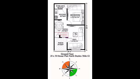 20 × 30 house plan|North Duplex 3 bhk home plan| 600sqft house plan| 20 by 30 home plan#housedesign