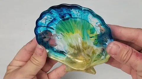 Sea Shell Alcohol Ink and Resin Trinket Dish