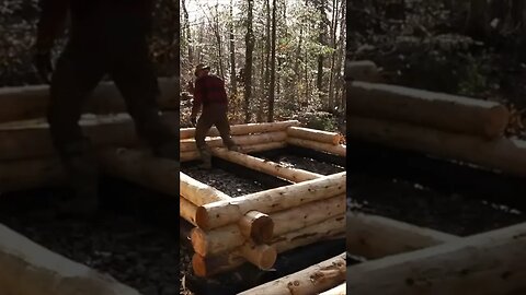 Building a log cabin sauna alone with hand tools