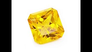 Chatham Square Radiant Cut Yellow Sapphire: Lab-grown yellow sapphires, medium tone