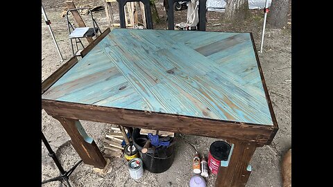 Pallet Build _ Kitchen table (Blue Eyed Girl) made entirely from recycled pallets