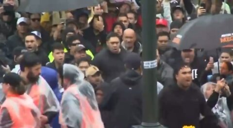 Freedom Convoy NZ: Protesters doing the Haka showing their frustrations with the NZ police state