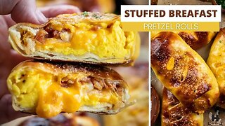 Stuffed Breakfast Pretzel Rolls -- your new favorite breakfast! --iamhomesteader.com