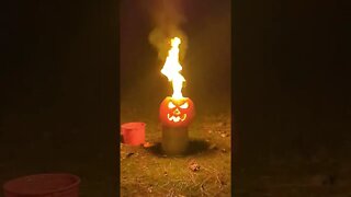 Flaming Pumpkin in the Back Yard