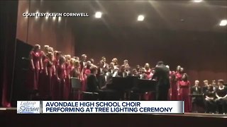 Avondale High School choir performing at tree lighting ceremony