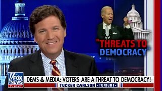 Tucker Carlson slams Democrat over their rhetoric on the end of democracy