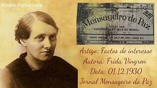 MENSAGEM DE FRIDA VINGREN EM 01.12.1930 - ESPOSA DO GUNNAR VINGREN, FUNDADOR DAS ASSEMBLEIAS DE DEUS