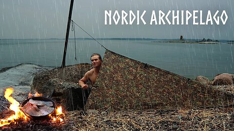 1 Hour Bushcraft Movie🌧️RAINY SEASIDE CAMP in the Nordic Archipelago