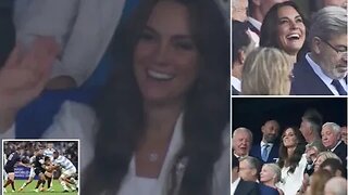 A royal wave! Delighted Kate is cheered by 60,000 crowd as she makes solo trip to watch England in