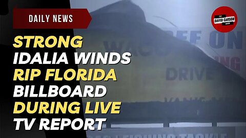 Strong Idalia Winds Rip Florida Billboard During Live TV Report