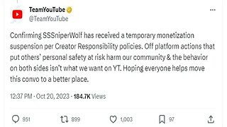 YouTube Finally Demonetizes SSSniperWolf But Still Manges To Screw That Up