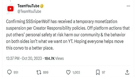 YouTube Finally Demonetizes SSSniperWolf But Still Manges To Screw That Up
