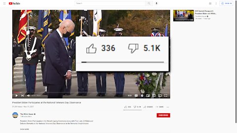 Even With YouTube Disabling Dislikes to Prop Biden Up, People are Still Giving Him the Thumbs Down