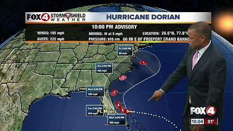 Hurricane Dorian steady at 185 MPH