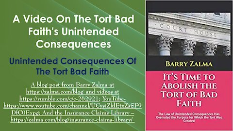 A Video on The Tort Bad Faith's Unintended Consequences