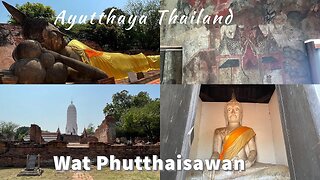 Historic Murals at Wat Phutthaisawan Temple Ayutthaya - Built in 1353 - วัดพุทไธสวรรย์ - Thailand