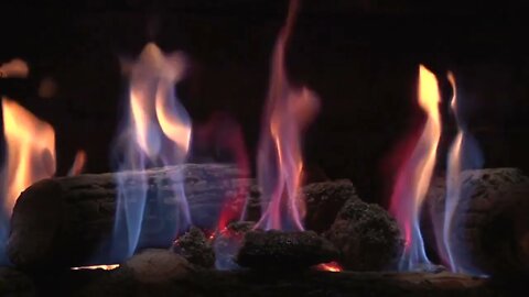 Fireplace Ambience. Fireplace with Burning Logs and Crackling Fire Sounds. For a Romantic Night!