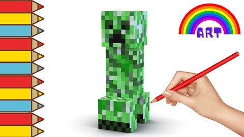 how to draw a creeper from minecraft easy step by step