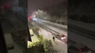 SNOW CAUSES CAR CRASH