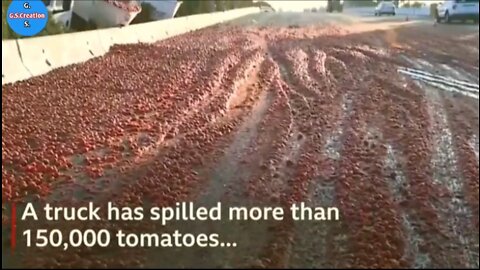 Tomato truck crash causes huge mess on California highway