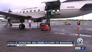 Donated aid items flown to Bahamas from Stuart