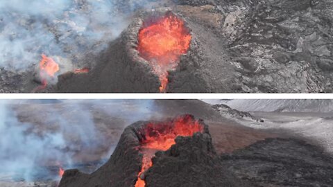 Volcanic eruption in Fagradalsfjall by 4k camera super images