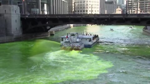 Chicago River dyed green in surprise move by city's mayor
