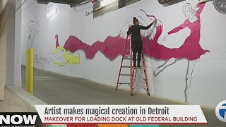 Artist creating giant mural in Detroit
