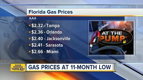 Florida gas prices at 11-month low