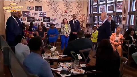 Biden mumbles his made up stories to a group of Democrats in a cafeteria: "I got involved as a kid in the civil rights movement... (in a few mins)... in 1969, I got involved deeply in the civil rights movement..."