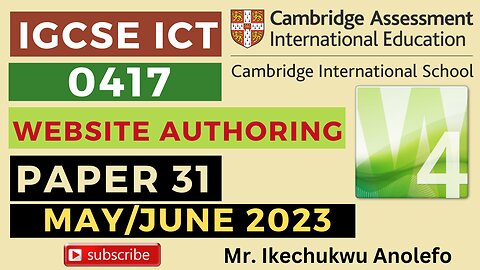 IGCSE ICT May/June Paper 31 2023 Website Authoring - Microsoft Expression Web 4