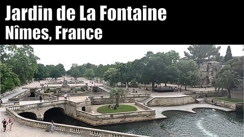 4K Walking Tour of the Jardin de La Fontaine - Roman ruins & temple - Nîmes