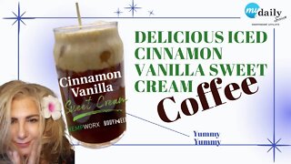 This delicious iced Cinnamon Vanilla Sweet Cream #coffee without the#coffeeshop #money #icedcoffee