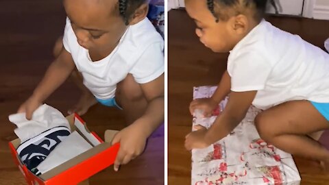 Toddler Has Priceless Reaction After Opening Up Christmas Gift