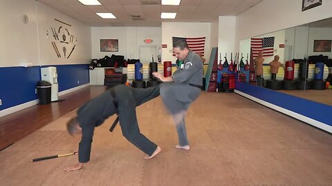 An example of the American Kenpo technique Brushing the Storm