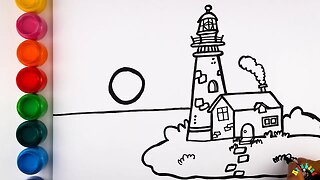 Drawing and Coloring a Lighthouse for Kids & Toddlers | Ariu Land