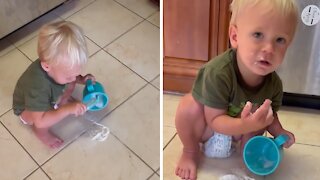 Mom Finds Quiet Toddler Eating Sugar On Kitchen Floor