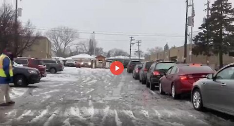 157 carloads of idiots waiting to take a fake Convid test in Milwaukee Wisconsin. [mirrored]