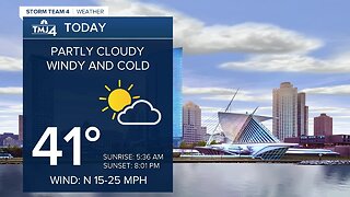 Friday afternoon will be windy and cold with a high of 41