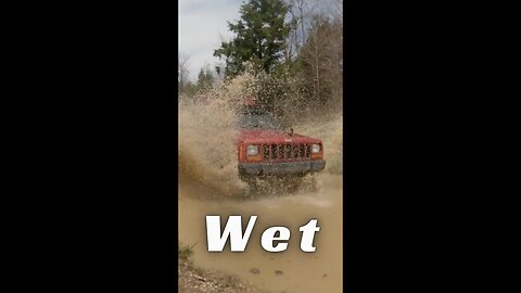 Jeep XJ and My Girl Playing in a Puddle - #shorts