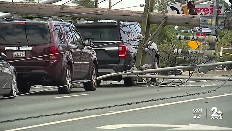 Multiple families were trapped by downed lines and poles along Route 140