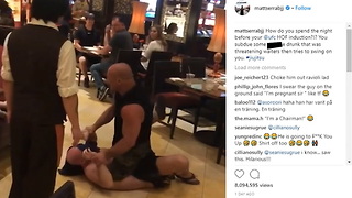 Camera Catches UFC Hall of Famer Laughing as He Pins Drunk Jerk Trying To Fight Him