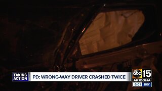 Wrong-way driver causes 2 crashes early Saturday