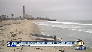 Panga washes ashore in Carlsbad